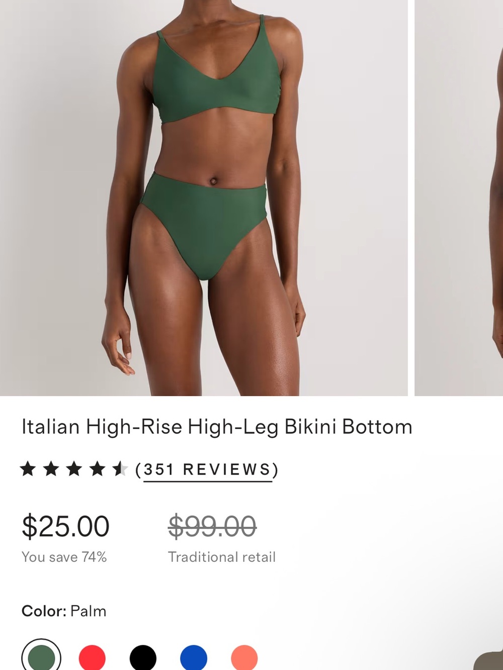Quince Palm High-Rise High-Leg Bikini Bottom